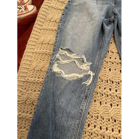 American Eagle Straight Mom Jean Distressed Light‎ Wash Pants Women's Size 10S - Picture 11 of 14